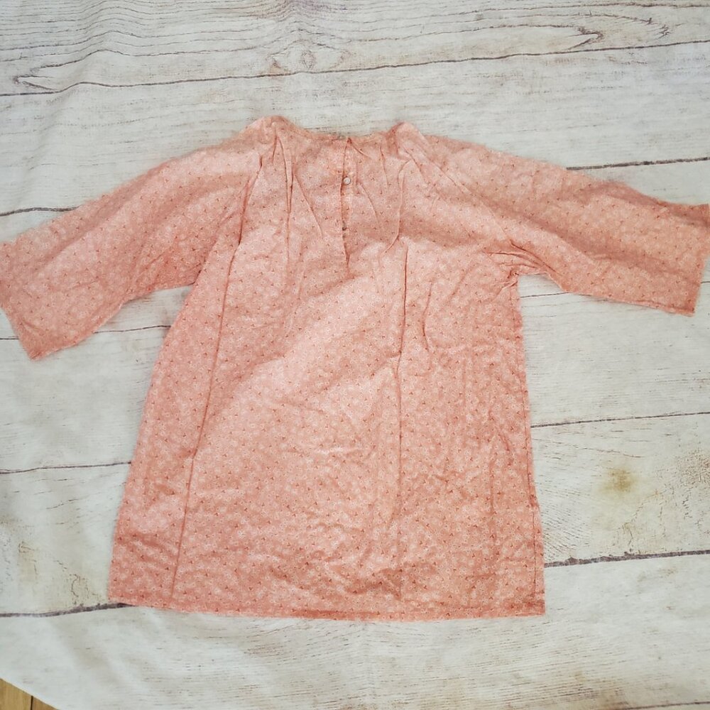 Juste Cle pink smocked floral summer top, girls sz 14
